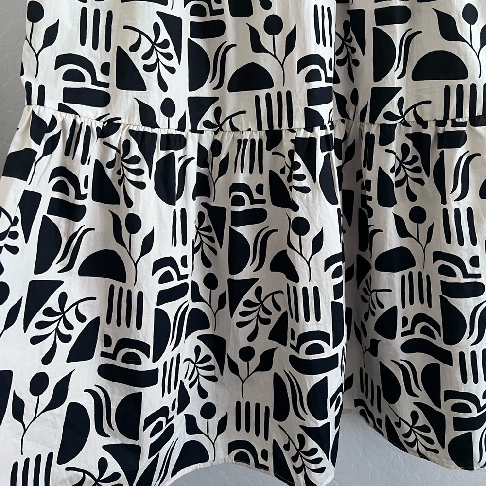 Maeve Black and Cream Long Sleeve Printed Midi Dress - Picture 6 of 14